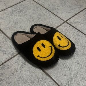 Black and Yellow Smiley Face Slippers